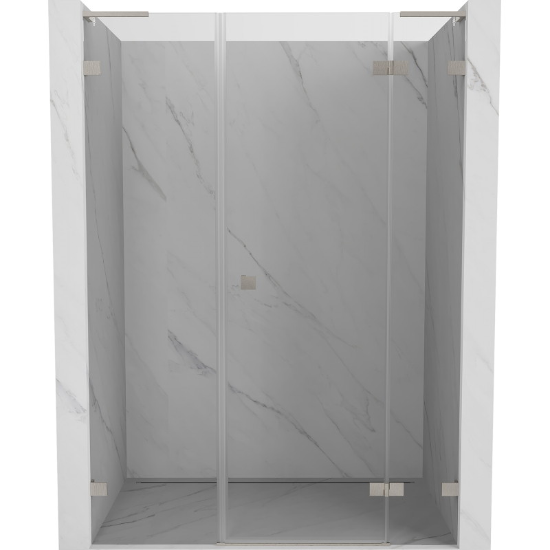 Mexen Lunar L drzwi prysznicowe uchylne prawe 130 cm, transparent, nikiel szczotkowany - 834SL-130-050-97-00-P