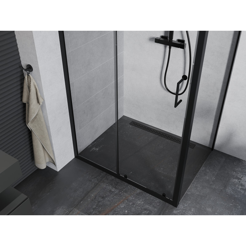 Mexen Apia kabina prysznicowa rozsuwana 135 x 90 cm, transparent, czarna - 840-135-090-70-00