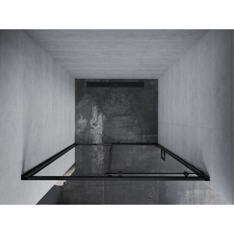 Mexen Apia drzwi prysznicowe rozsuwane 145 cm, transparent, czarne - 845-145-000-70-00