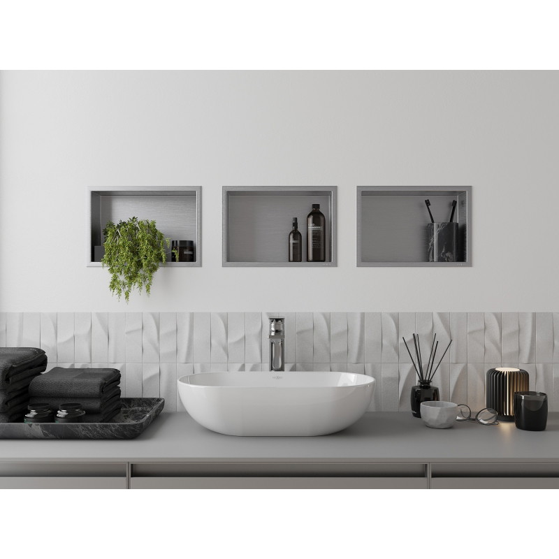 Mexen X-Wall-R półka wnękowa z kołnierzem 30 x 20 cm, inox - 1910302010