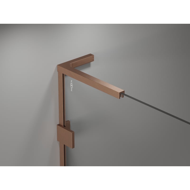 Mexen Lunar L parawan nawannowy 2-skrzydłowy lewy 120 x 150 cm, transparent, miedź szczotkowana - 897L-120-100-65-00-L