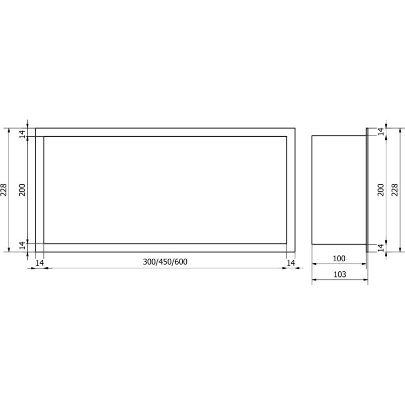 Mexen X-Wall-R półka wnękowa z kołnierzem 30 x 20 cm, inox - 1910302010