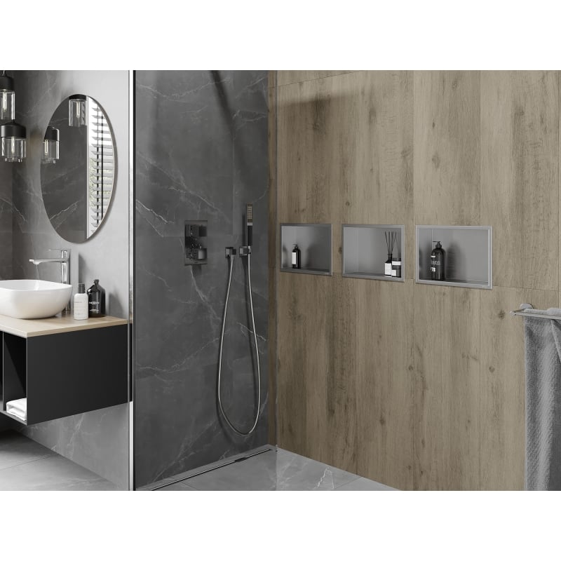 Mexen X-Wall-R półka wnękowa z kołnierzem 30 x 20 cm, inox - 1910302010