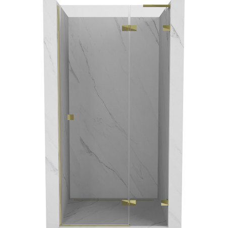 Mexen Lunar L drzwi prysznicowe uchylne prawe 95 cm, transparent, złote - 834L-095-000-50-00-P