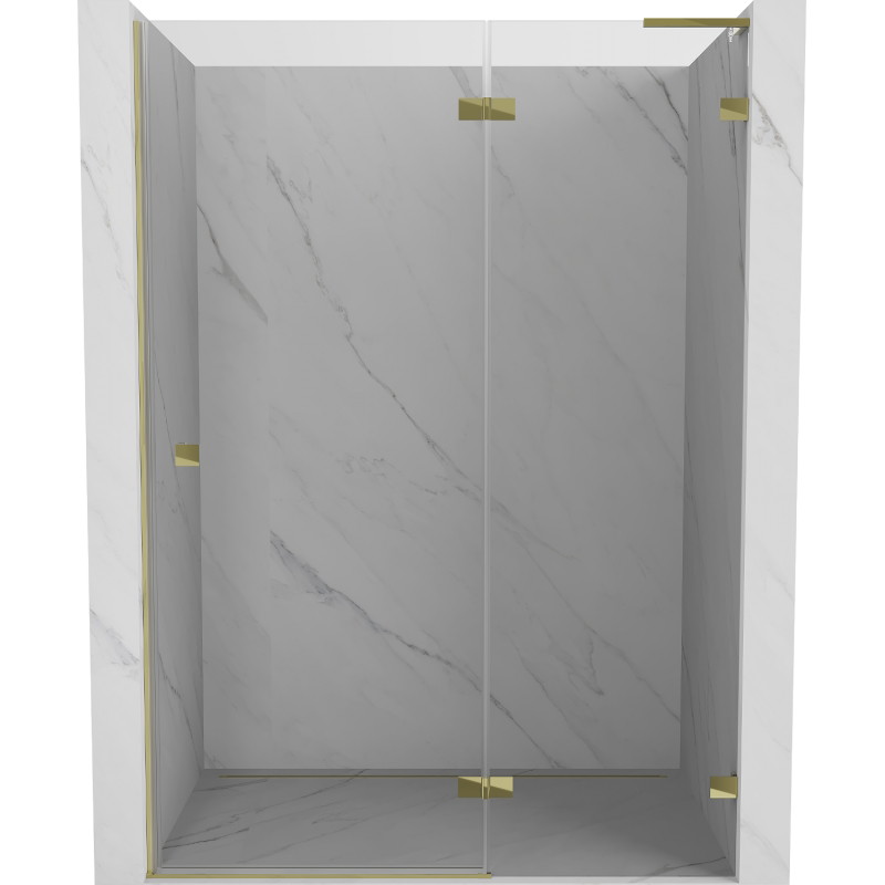 Mexen Lunar L drzwi prysznicowe uchylne prawe 140 cm, transparent, złote - 834L-140-000-50-00-P