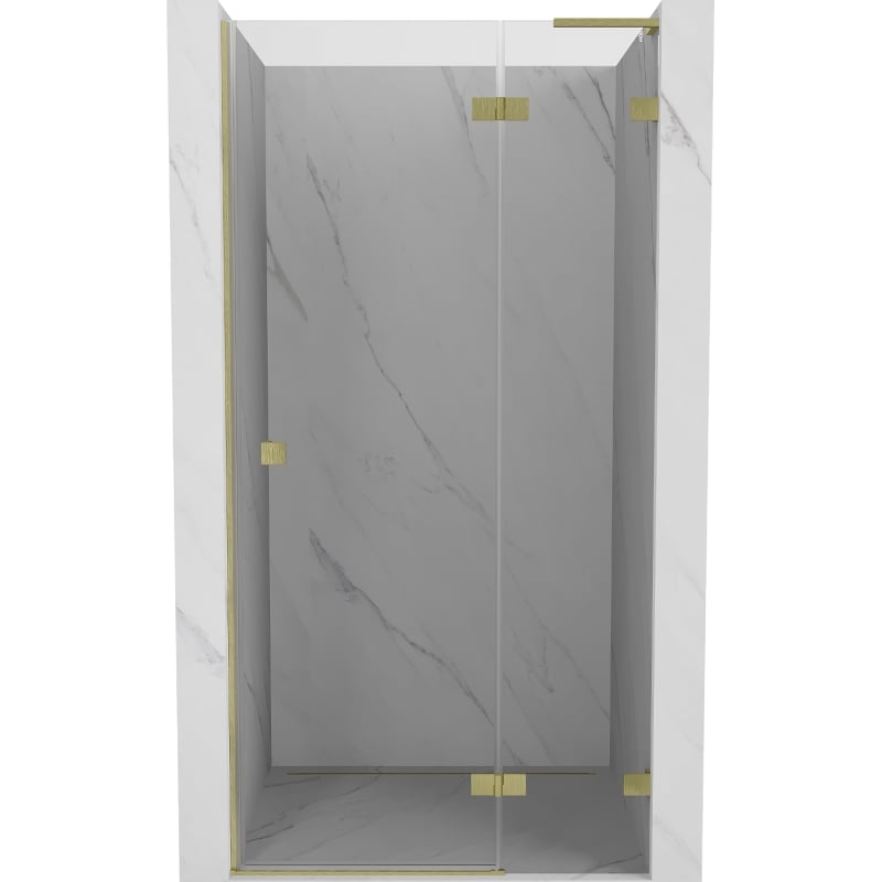 Mexen Lunar L drzwi prysznicowe uchylne prawe 80 cm, transparent, złote szczotkowane - 834L-080-000-55-00-P