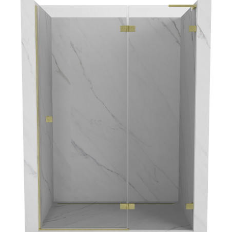Mexen Lunar L drzwi prysznicowe uchylne prawe 130 cm, transparent, złote szczotkowane - 834L-130-000-55-00-P