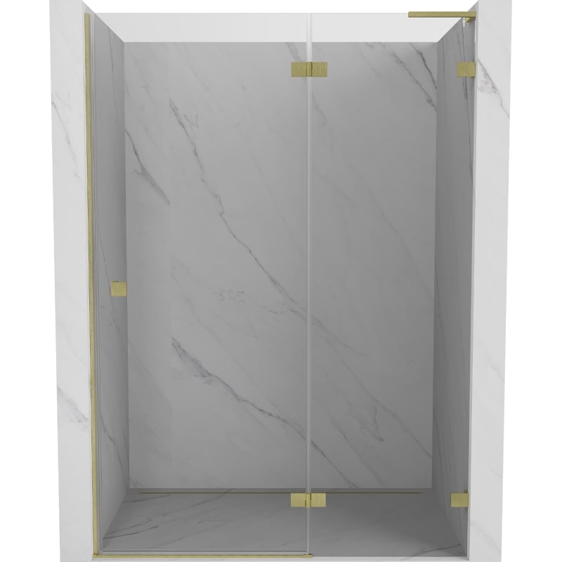 Mexen Lunar L drzwi prysznicowe uchylne prawe 135 cm, transparent, złote szczotkowane - 834L-135-000-55-00-P