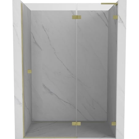 Mexen Lunar L drzwi prysznicowe uchylne prawe 135 cm, transparent, złote szczotkowane - 834L-135-000-55-00-P
