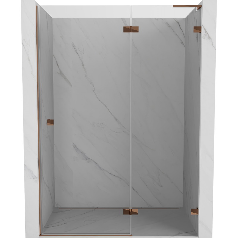 Mexen Lunar L drzwi prysznicowe uchylne prawe 135 cm, transparent, różowe złoto - 834L-135-000-60-00-P