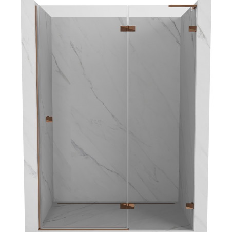 Mexen Lunar L drzwi prysznicowe uchylne prawe 140 cm, transparent, różowe złoto - 834L-140-000-60-00-P