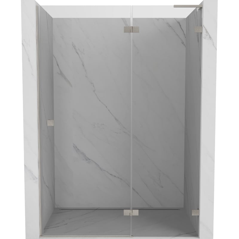 Mexen Lunar L drzwi prysznicowe uchylne prawe 130 cm, transparent, nikiel szczotkowany - 834L-130-000-97-00-P