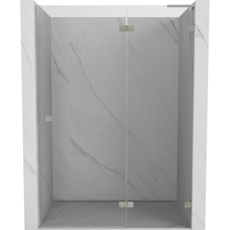 Mexen Lunar L drzwi prysznicowe uchylne prawe 140 cm, transparent, nikiel szczotkowany - 834L-140-000-97-00-P