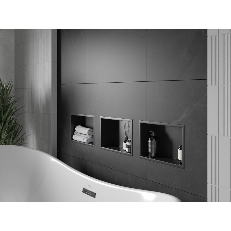 Mexen X-Wall-R półka wnękowa z kołnierzem 30 x 20 cm, czarna - 1970302010