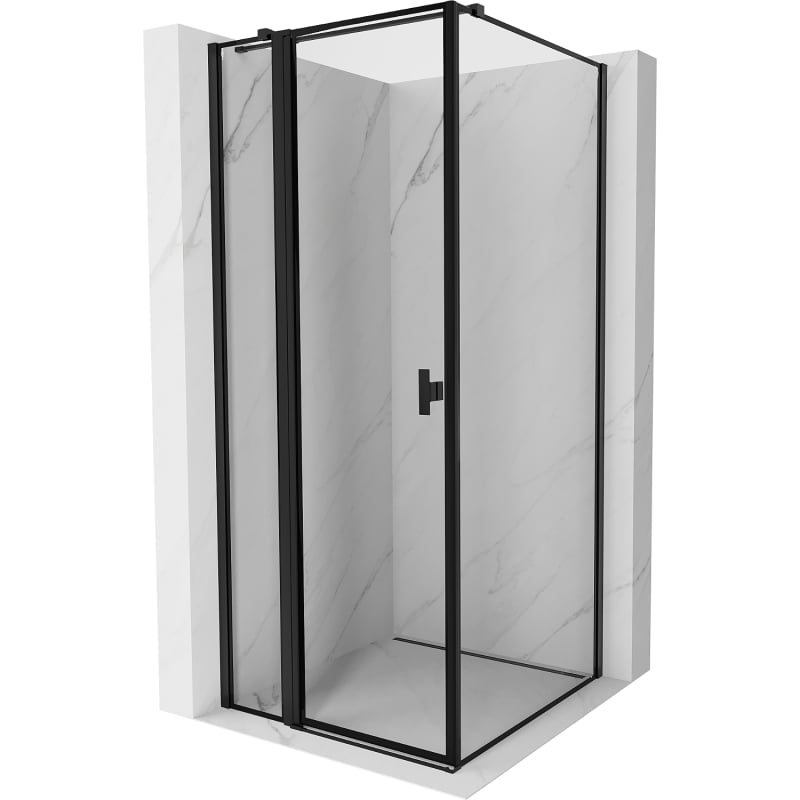 Mexen Mist T kabina prysznicowa uchylna lewa 110 x 110 cm, czarna ramka, czarna - 8A4T-110-110-70-70-L