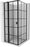 Mexen Mist T kabina prysznicowa uchylna lewa 85 x 85 cm, czarna kratka, czarna - 8A4T-085-085-70-77-L