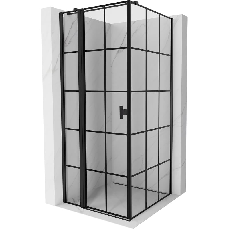 Mexen Mist T kabina prysznicowa uchylna lewa 95 x 95 cm, czarna kratka, czarna - 8A4T-095-095-70-77-L