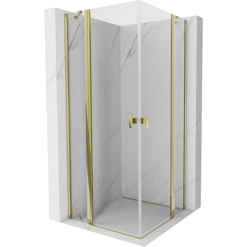 Mexen Mist Duo kabina prysznicowa uchylna 85 x 85 cm, transparent, złota - 8A4-085-085-50-00