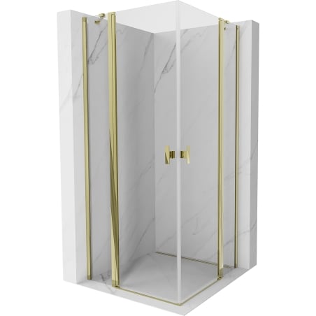 Mexen Mist Duo kabina prysznicowa uchylna 85 x 85 cm, transparent, złota - 8A4-085-085-50-00