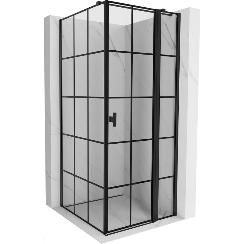 Mexen Mist T kabina prysznicowa uchylna prawa 70 x 70 cm, czarna kratka, czarna - 8A4T-070-070-70-77-P
