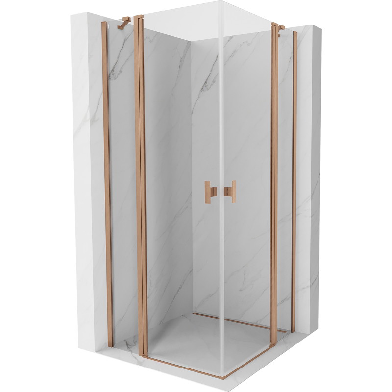 Mexen Mist Duo kabina prysznicowa uchylna 105 x 105 cm, transparent, miedź szczotkowana - 8A4-105-105-65-00
