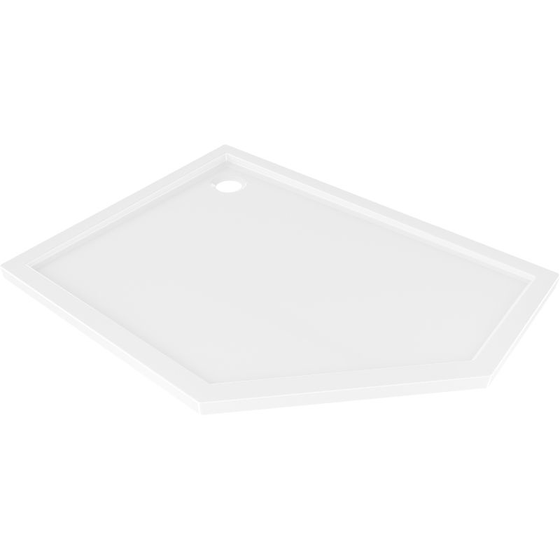 Mexen Flow brodzik pięciokątny slim lewy 80 x 90 cm, biały połysk - 46P108090L