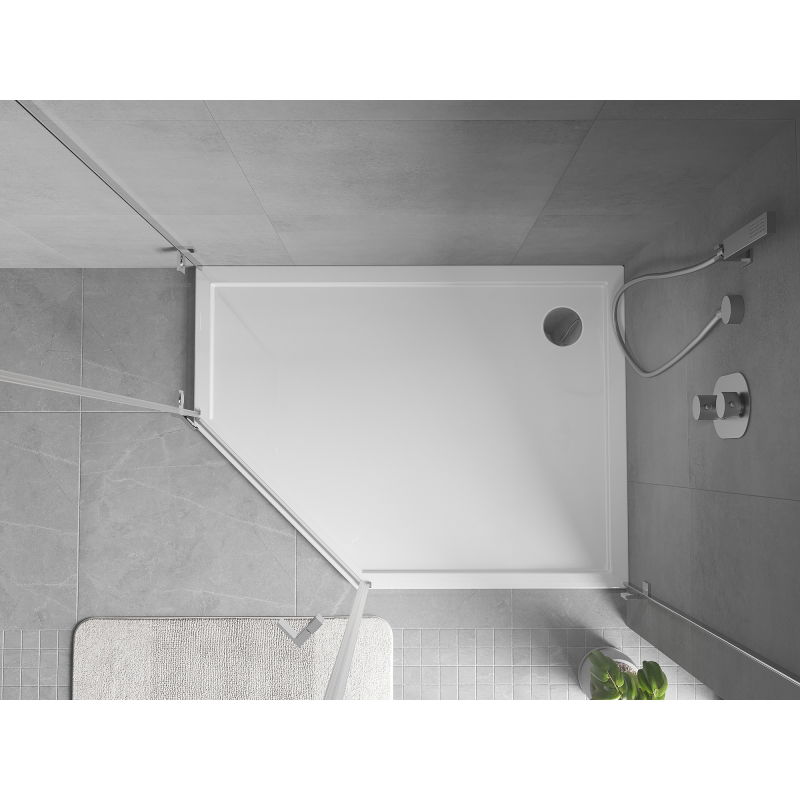 Mexen Flow brodzik pięciokątny slim prawy 80 x 90 cm, biały połysk - 46P108090R