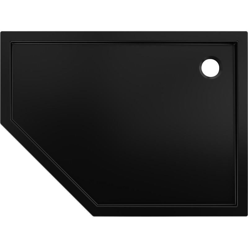 Mexen Flow brodzik pięciokątny slim prawy 80 x 100 cm, czarny mat - 46P708010R