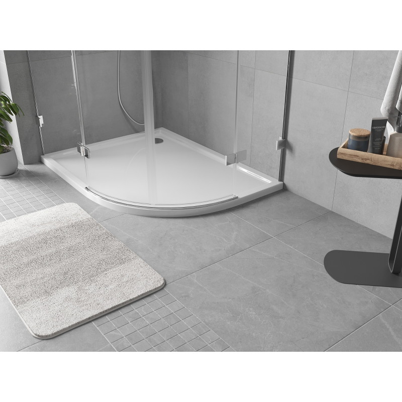 Mexen Flow brodzik półokrągły asymetryczny slim lewy 90 x 80 cm, biały połysk - 46Q108090L