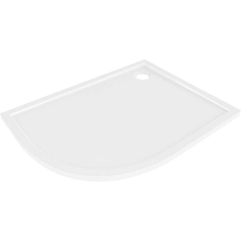 Mexen Flow brodzik półokrągły asymetryczny slim prawy 80 x 90 cm, biały połysk - 46Q108090R