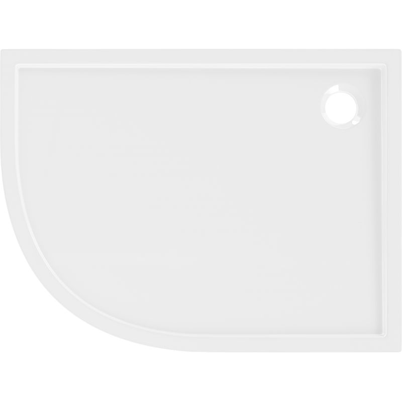 Mexen Flow brodzik półokrągły asymetryczny slim prawy 80 x 90 cm, biały połysk - 46Q108090R