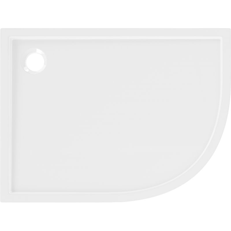 Mexen Flow brodzik półokrągły asymetryczny slim lewy 80 x 100 cm, biały połysk - 46Q108010L