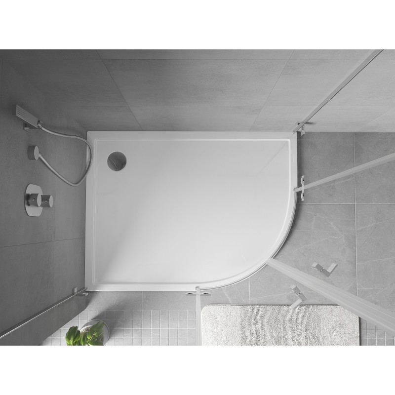 Mexen Flow brodzik półokrągły asymetryczny slim lewy 100 x 80 cm, biały połysk - 46Q108010L