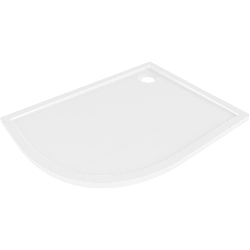 Mexen Flow brodzik półokrągły asymetryczny slim prawy 100 x 90 cm, biały połysk - 46Q109010R