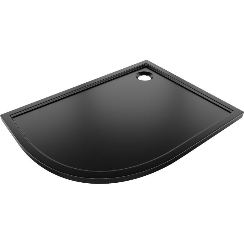 Mexen Flow brodzik półokrągły asymetryczny slim prawy 90 x 80 cm, czarny mat - 46Q708090R