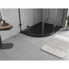 Mexen Flow brodzik półokrągły asymetryczny slim prawy 90 x 80 cm, czarny mat - 46Q708090R