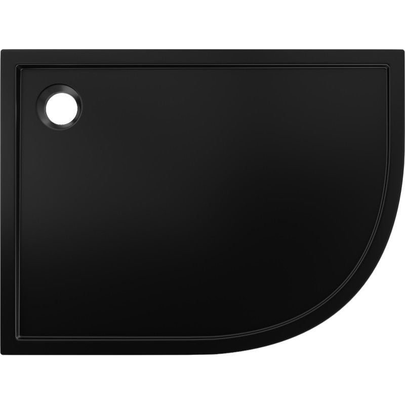 Mexen Flow brodzik półokrągły asymetryczny slim lewy 100 x 90 cm, czarny mat - 46Q709010L