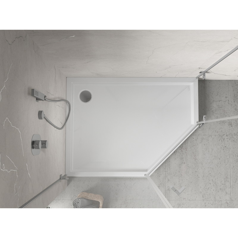 Mexen Flow+ brodzik pięciokątny lewy 80 x 90 cm, biały połysk - 46P108090LH