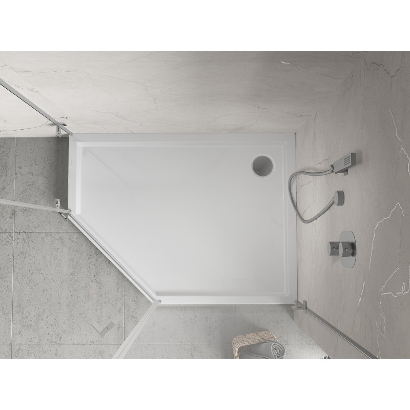 Mexen Flow+ brodzik pięciokątny prawy 90 x 100 cm, biały połysk - 46P109010RH