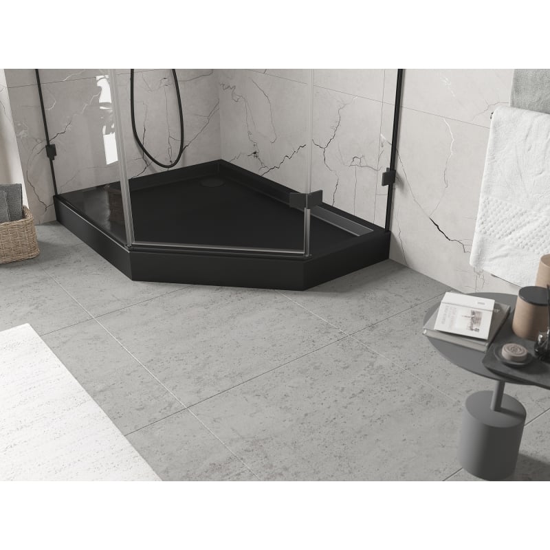 Mexen Flow+ brodzik pięciokątny lewy 90 x 80 cm, czarny mat - 46P708090LH