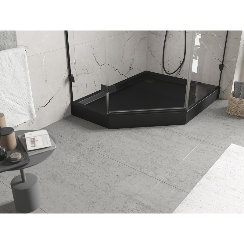 Mexen Flow+ brodzik pięciokątny prawy 90 x 80 cm, czarny mat - 46P708090RH