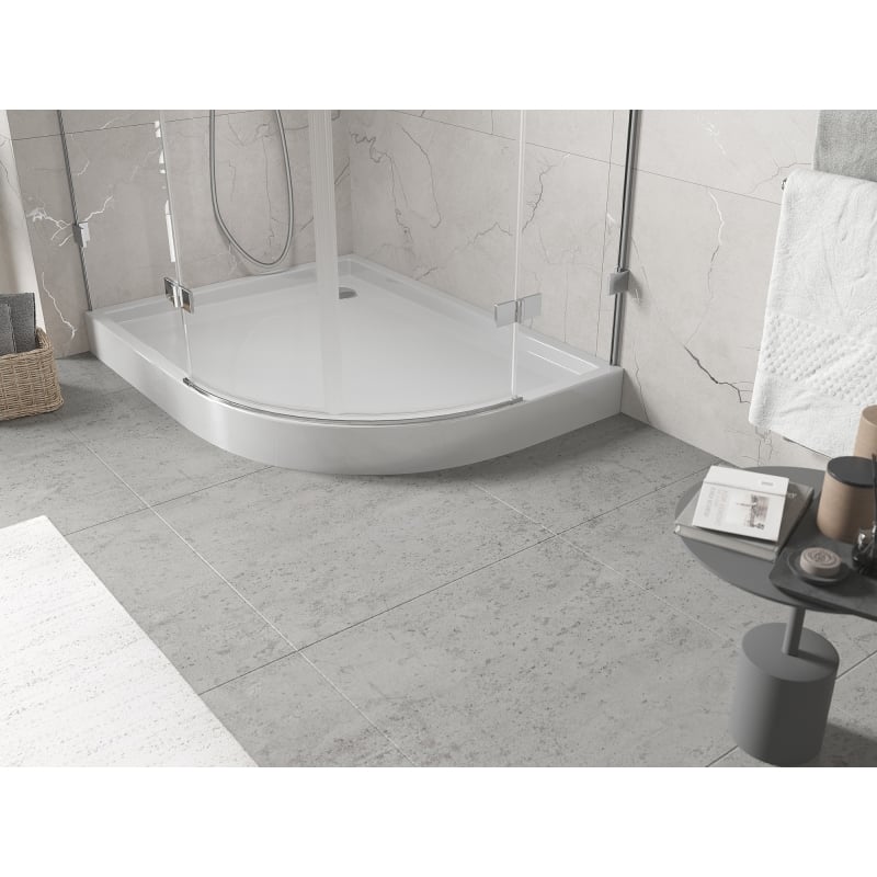 Mexen Flow+ brodzik półokrągły asymetryczny lewy 90 x 80 cm, biały połysk - 46Q108090LH