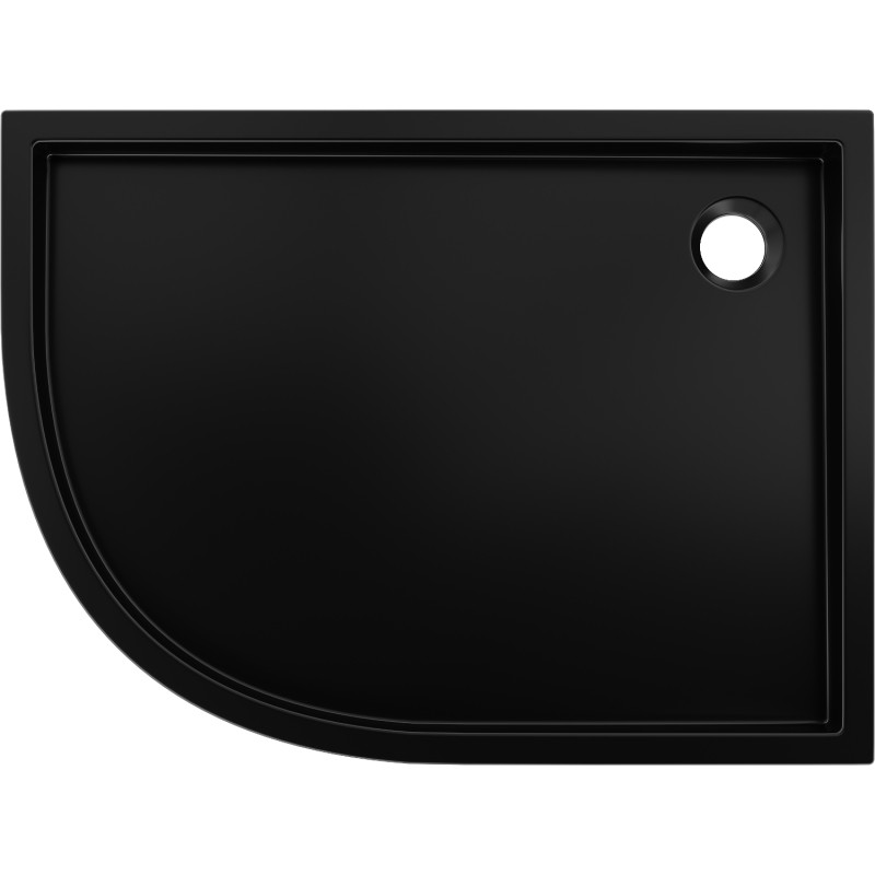 Mexen Flow+ brodzik półokrągły asymetryczny prawy 90 x 80 cm, czarny mat - 46Q708090RH
