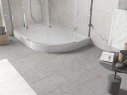Mexen Flow+ brodzik półokrągły asymetryczny lewy 100 x 80 cm, biały połysk - 46Q108010LH