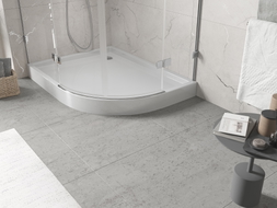 Mexen Flow+ brodzik półokrągły asymetryczny lewy 100 x 90 cm, biały połysk - 46Q109010LH
