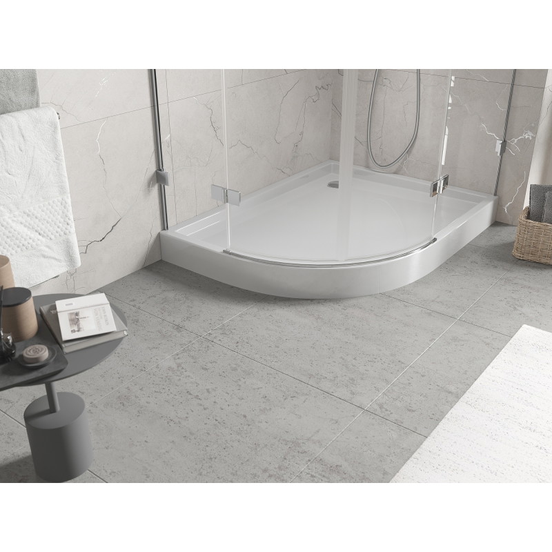 Mexen Flow+ brodzik półokrągły asymetryczny prawy 90 x 100 cm, biały połysk - 46Q109010RH