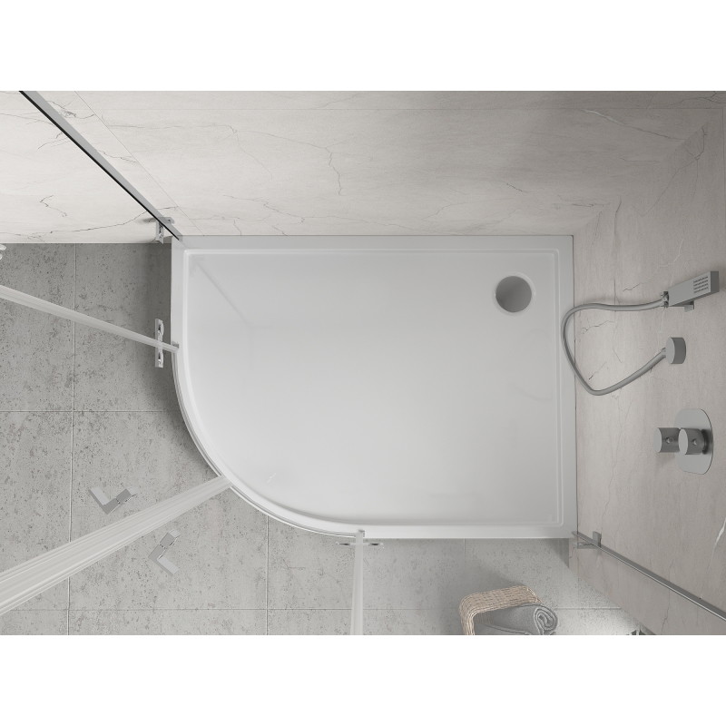 Mexen Flow+ brodzik półokrągły asymetryczny prawy 90 x 100 cm, biały połysk - 46Q109010RH