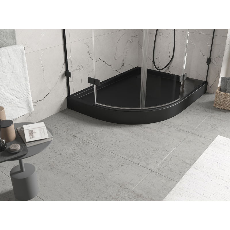 Mexen Flow+ brodzik półokrągły asymetryczny prawy 90 x 100 cm, czarny mat - 46Q709010RH