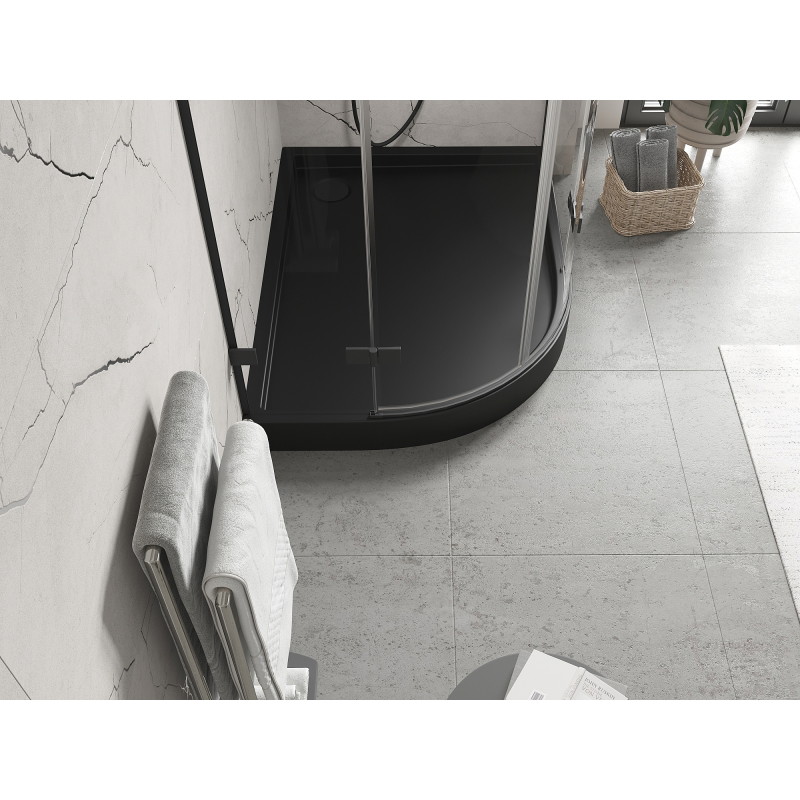 Mexen Flow+ brodzik półokrągły asymetryczny prawy 100 x 90 cm, czarny mat - 46Q709010RH