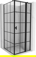 Mexen Mist T kabina prysznicowa uchylna prawa 95 x 95 cm, czarna kratka, czarna - 8A4T-095-095-70-77-P